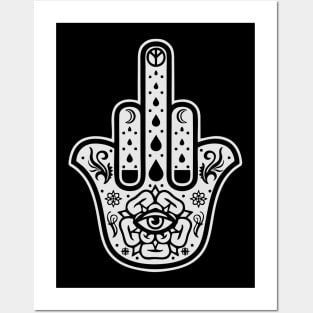 Middle Finger - Ornate Hamsa Hand Posters and Art